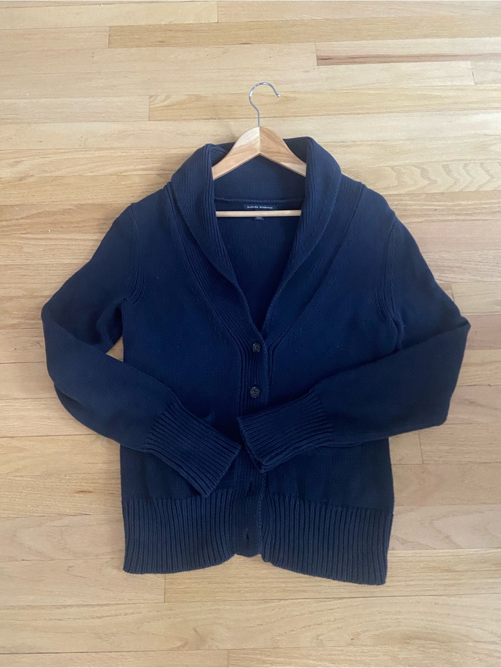 BANANA REPUBLIC BR Mens Gilet Cowl Sweater Navy Cotton S Small M Medium NEW NWOT